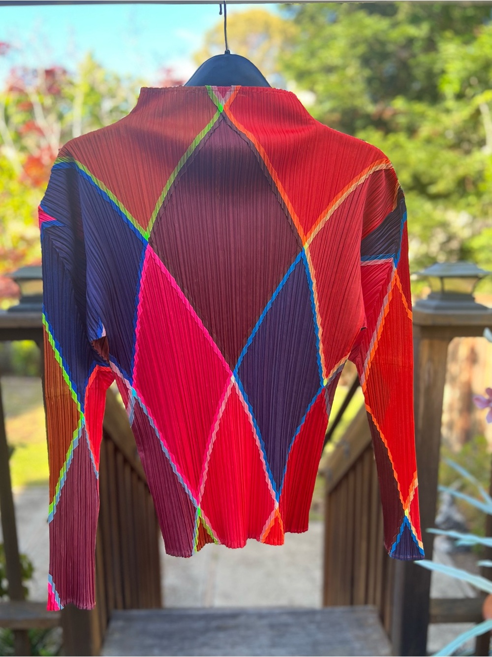 PLEATS PLEASE Issey Miyake Red & Purple Pleated Top